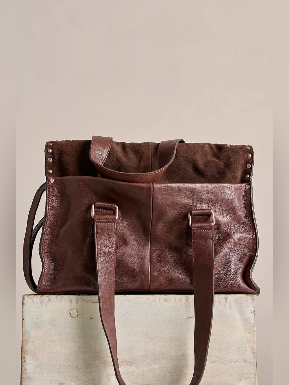 NWT We The Free Shay Stud Leather Tote ~ Espresso ~ STILL IN PACKAGING! Giftable - Picture 6 of 11